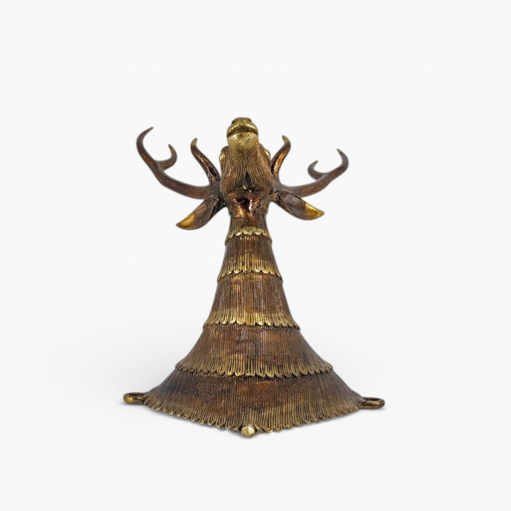 Handcrafted brass deer head wall décor side angle detailed texture