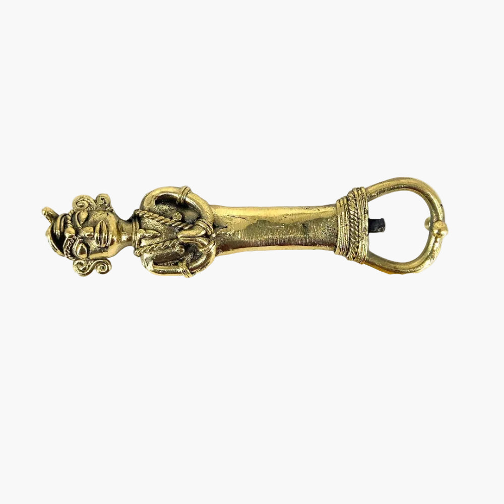 Handcrafted brass human figure bottle opener golden finish