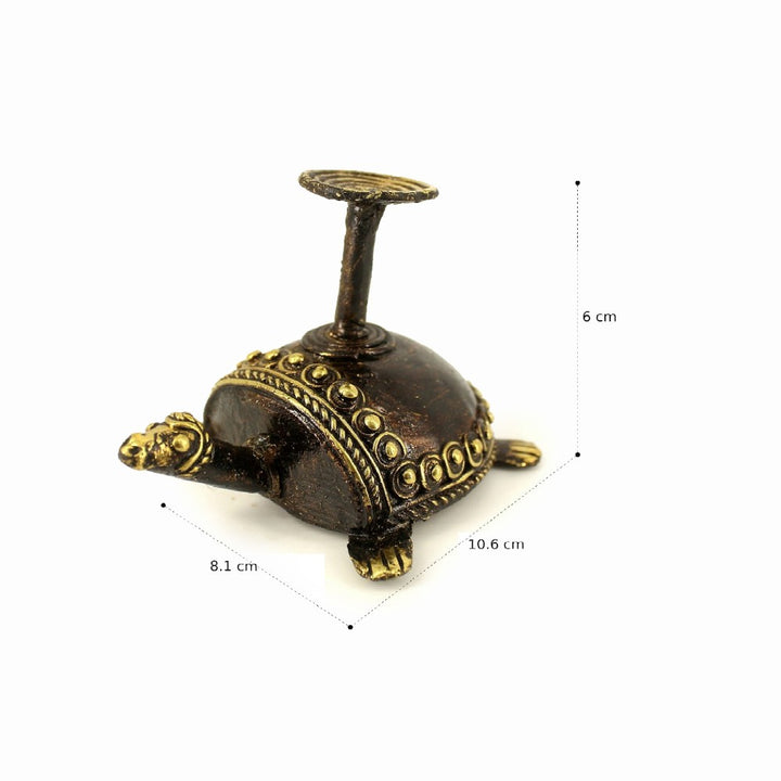 Bastar Dokra art tealight holder side profile detailing