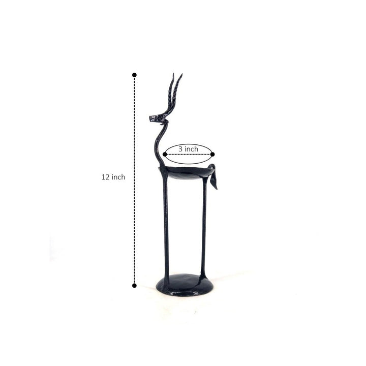 Black iron deer shaped candle holder with elevated tea light
