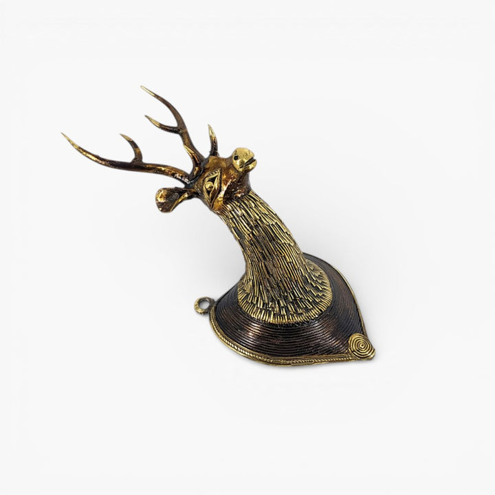 Decorative Bastar Dokra art brass deer head wall hanging bronze handcrafted metal wall decor