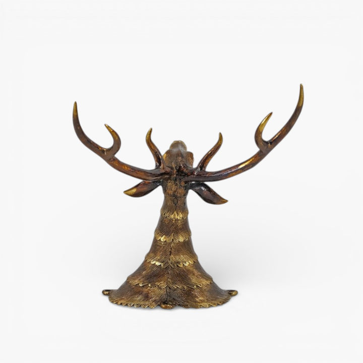 Traditional Bastar Dokra art brass deer head wall hanging multi collar design handcrafted ethnic wall decor