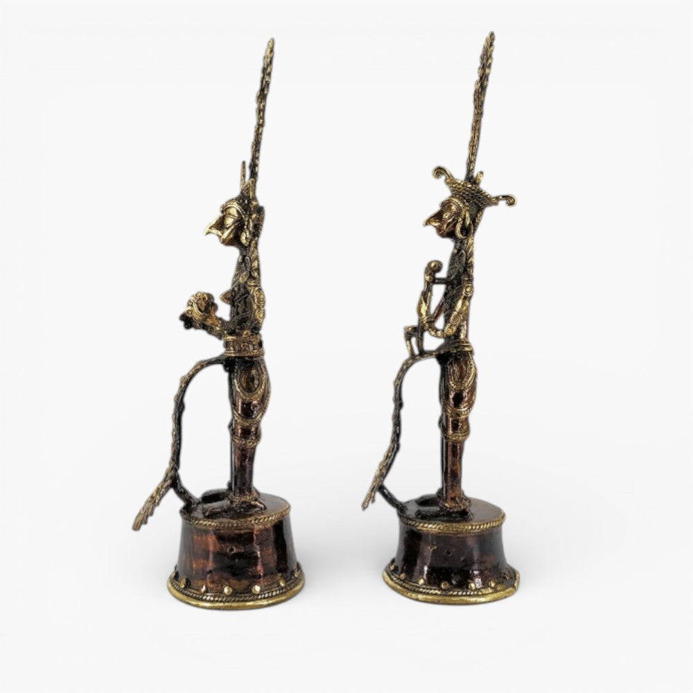 Handmade Bastar Dokra brass Jhitku Mitki tribal couple statue traditional folk art decor