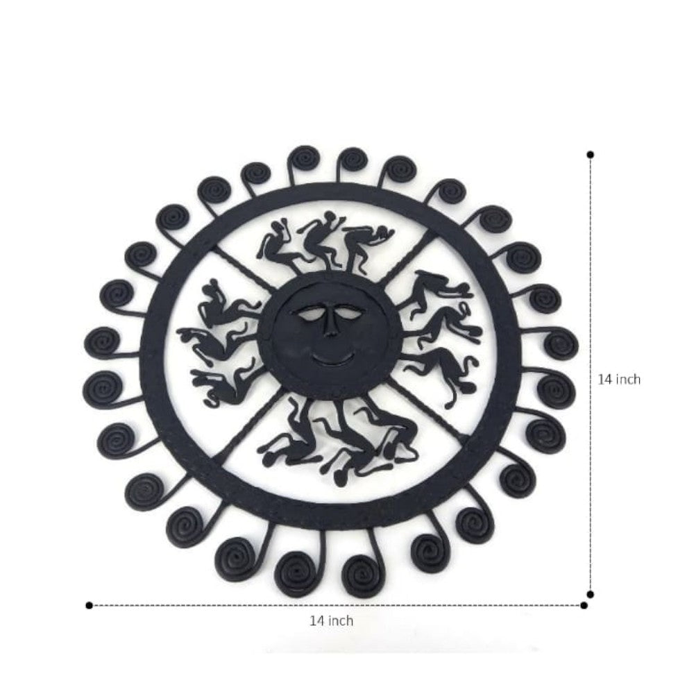 Matte black iron sun wall hanging indoor décor styling