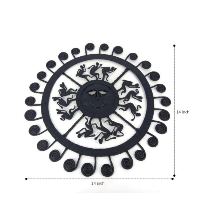 Matte black iron sun wall hanging indoor décor styling