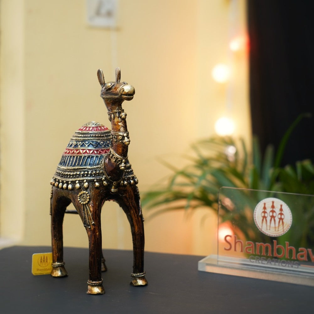 Artistic brass camel statue for home and office decor