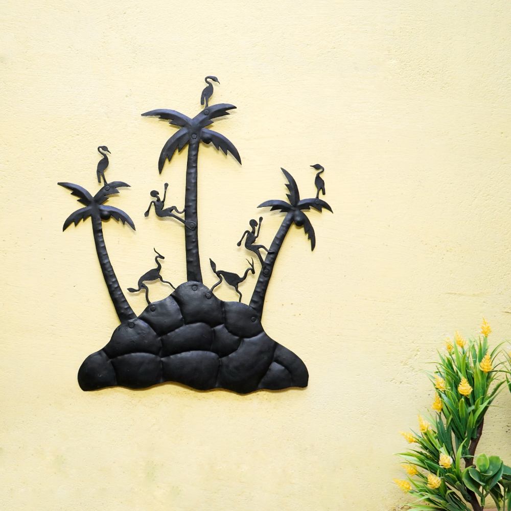 Handmade iron wall hanging nature scene lifestyle room setting