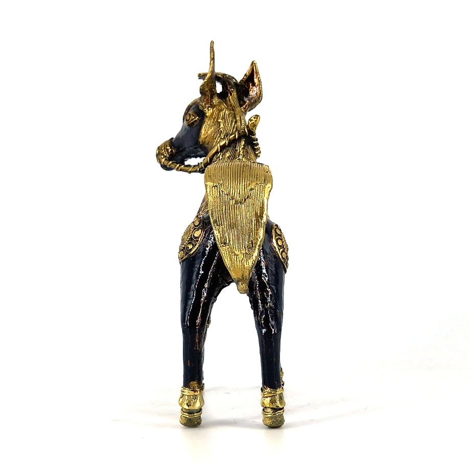 Back view brass horse sculpture handcrafted finishc