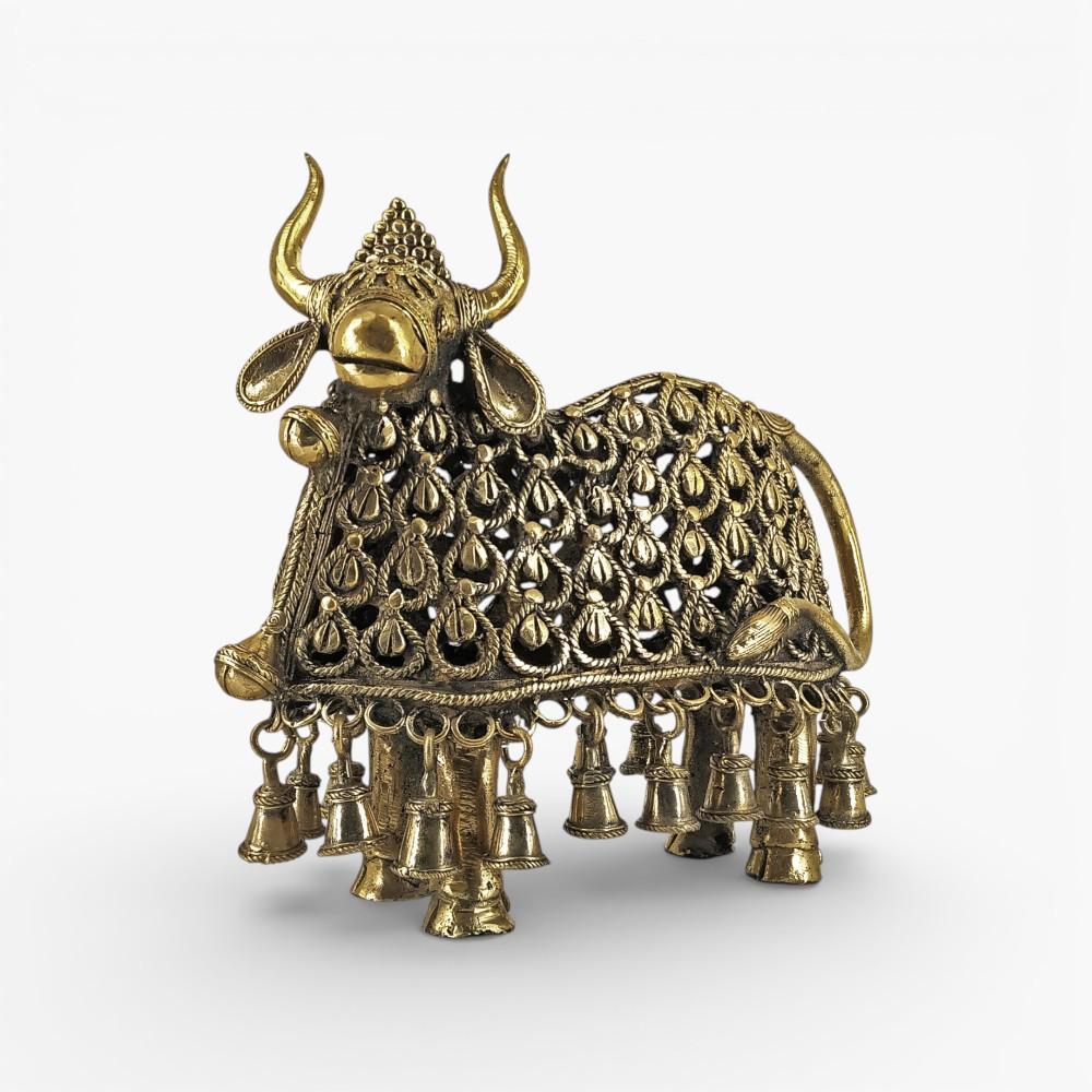 Bastar Dokra art brass Nandi decor for home temple