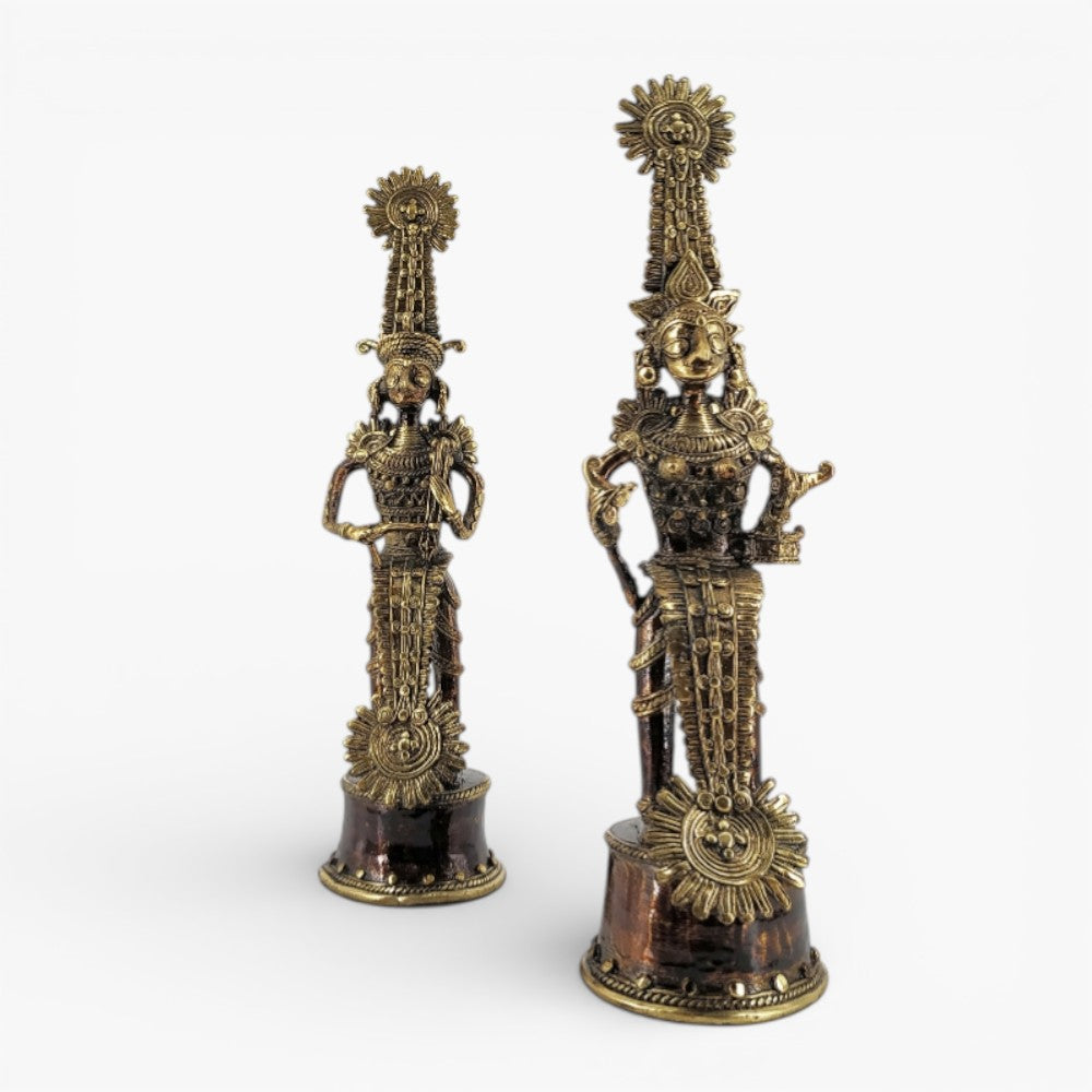 Handmade brass Jhitku Mitki statue Bastar Dokra art tribal home decor
