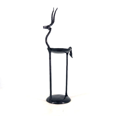 Bastar Metal Art Deer Decorative Candle Light Holder (Black, 12 inch)