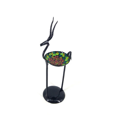 Bastar Metal Art Deer Decorative Candle Light Holder (Black, 12 inch)