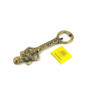 Handmade Bell Metal Bottle Opener with Fridge Magnet (Golden, 5 inch)