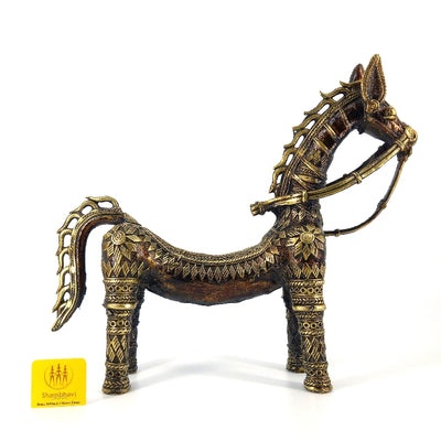 Brass Horse with Bent Back (Bronze color, 8.25 inch)