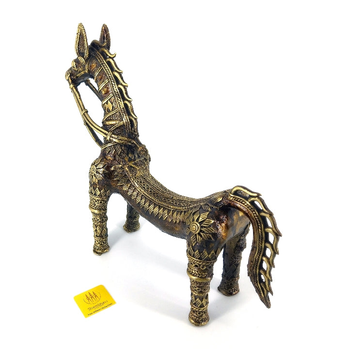 Brass Horse with Bent Back (Bronze color, 8.25 inch)