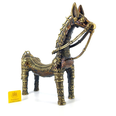 Brass Horse with Bent Back (Bronze color, 8.25 inch)