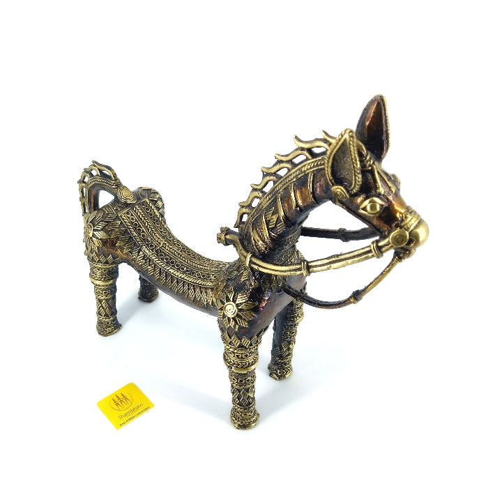 Brass Horse with Bent Back (Bronze color, 8.25 inch)