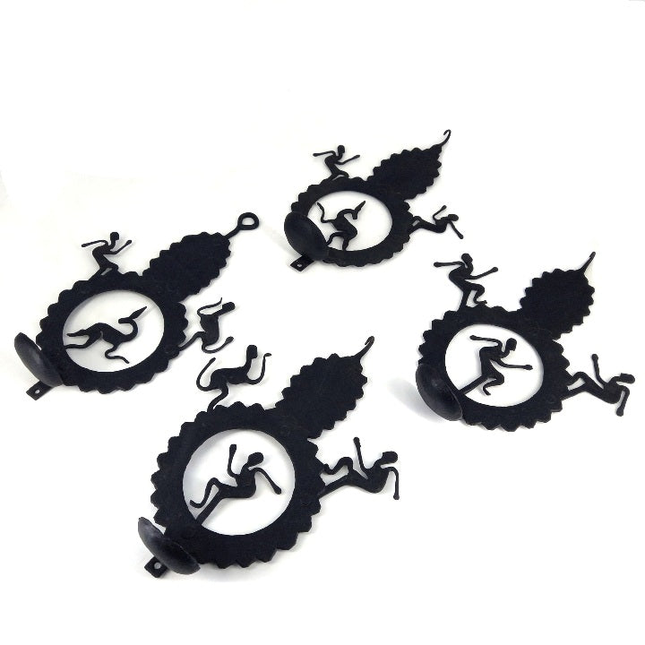 Leaf Design Wall Hanging of Loha Shilp Art (Black, 40 inch)