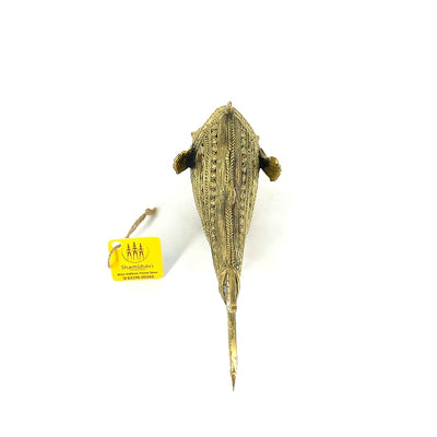 Bastar Dhokra Art Brass Scaly Fish Figurine (Golden, 4 x 8 inch)