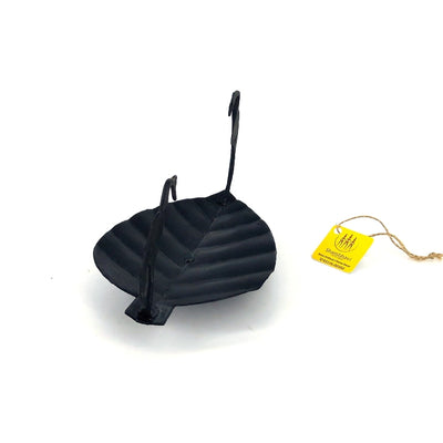 Handmade Iron Craft Tea Light and Diya Holder with Bastar Art Design (Black, 4  x 7.5 inch)