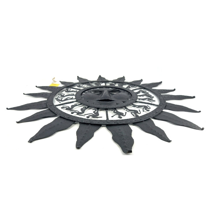 Bastar Art Iron Sun Mask Wall Hanging Decoration (Black, 24 inch)