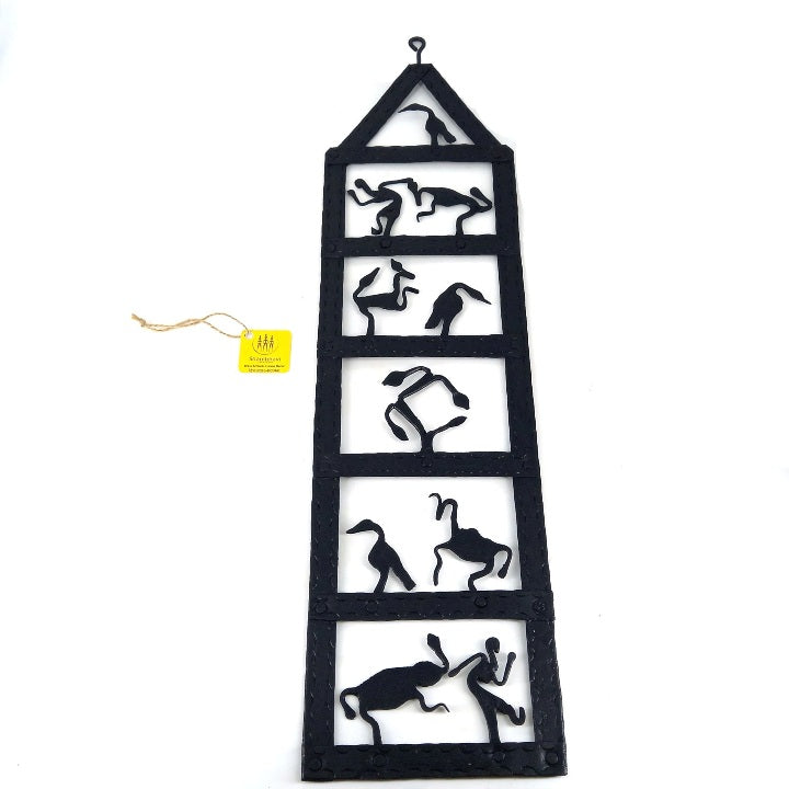 Man and Nature style Iron Art Wall Panel (Black, 21 inch)