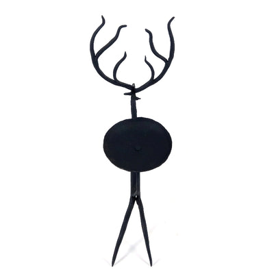 Bastar Tribal Art Deer Design Iron Tea Light Holder (Black, 5 inch)