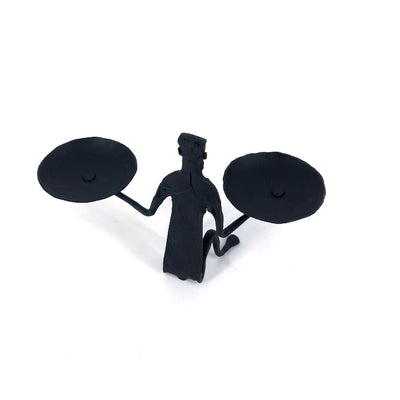 Handmade Bastar Iron Craft Sitting Man Tea Light Holder Online (Black, 3 inch)