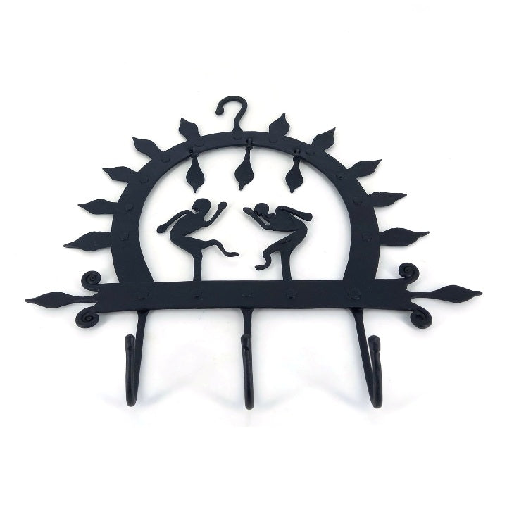 Bastar Art Iron Craft handmade Trident Wall Hook (Black, 10 inch)