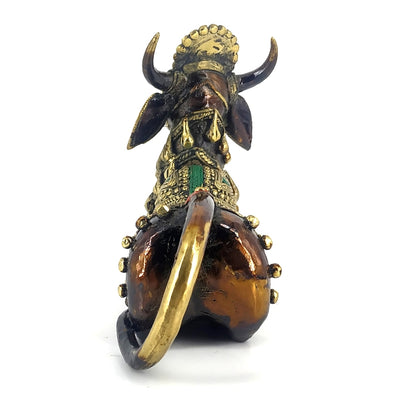 Dhokra Art Handmade Crowned Brass Nandi (Multicolor, 8.75 x 5.5 inch)