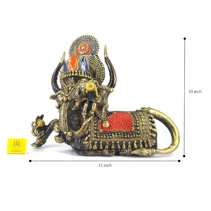 Handmade Dhokra Art Bahurupiya Brass Artefact (Multicolor, 10 inch)