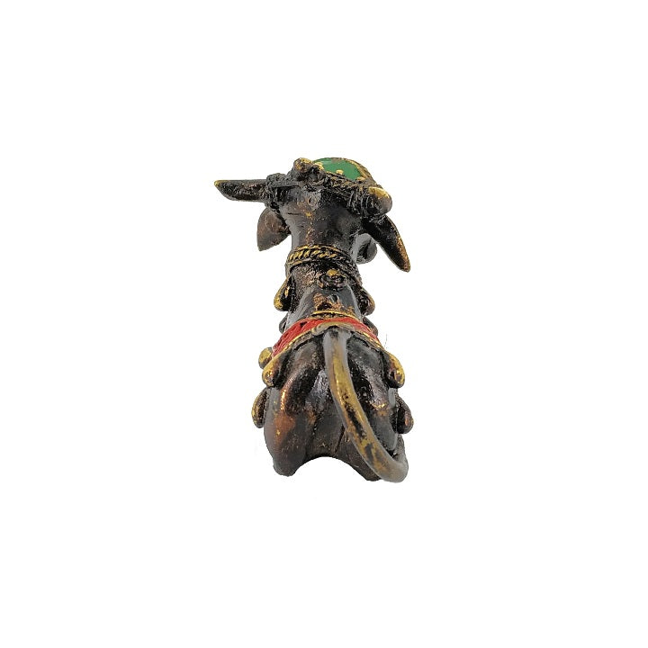 Tribal Art Decorated Brass Nandi Statue (Multicolor, 4.5 x 3 inch)