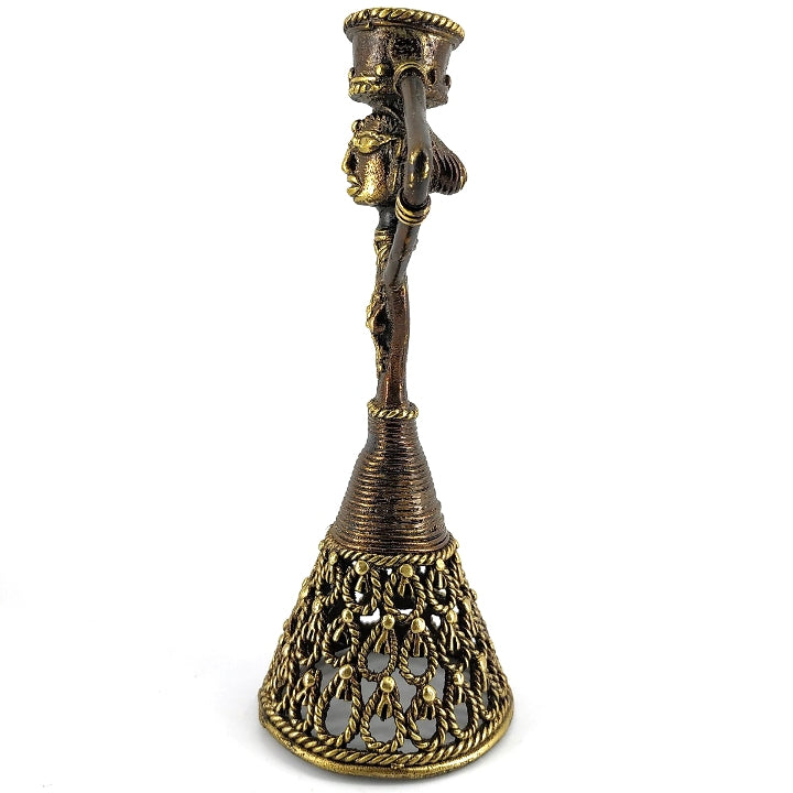 Handcrafted Brass Metal Tribal Woman Candle Holder (Bronze color, 8.4 inch)