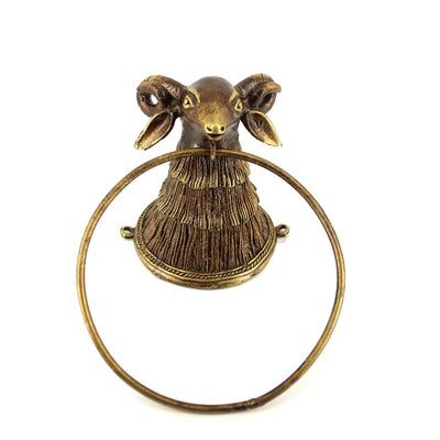 Handmade Brass Lamb Towel Holder with Dhokra Art Design (Bronze color)