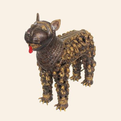 Vintage Look Metal Cat or Billi Brass Art for Decoration (Bronze color, 18 x 15 inch)