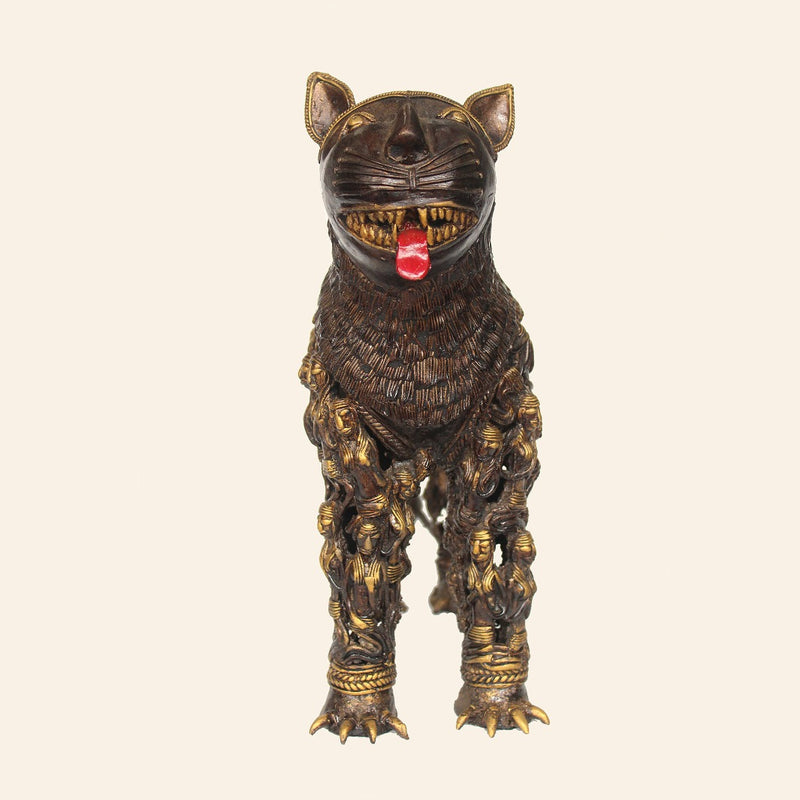 Vintage Look Metal Cat or Billi Brass Art for Decoration (Bronze color, 18 x 15 inch)