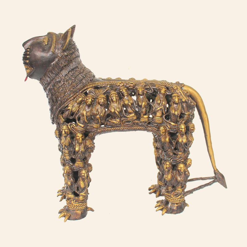 Vintage Look Metal Cat or Billi Brass Art for Decoration (Bronze color, 18 x 15 inch)