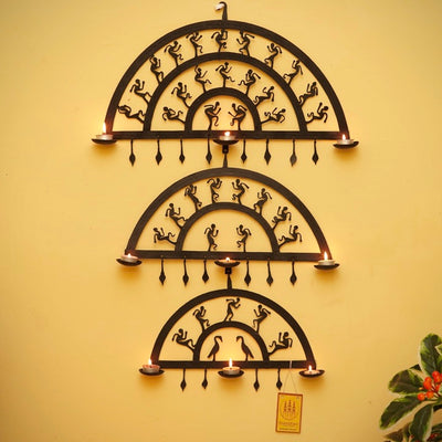 Bastar Iron Art Half Circles Wall Hanging (Black, 30 inch)