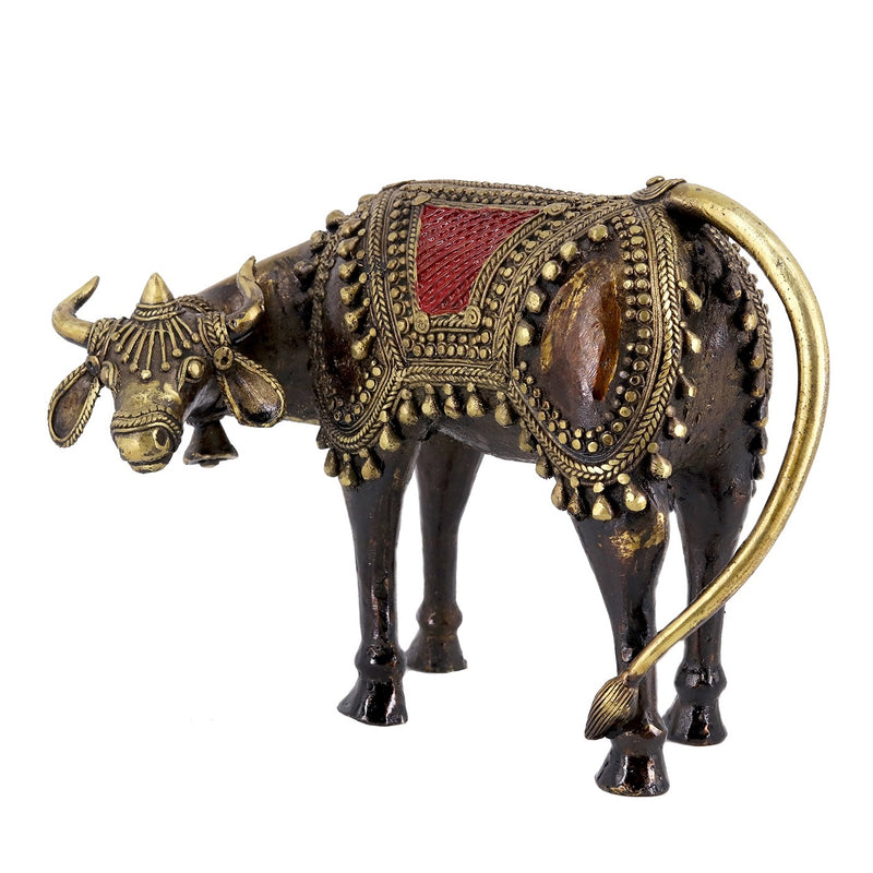 bastar art brass cow