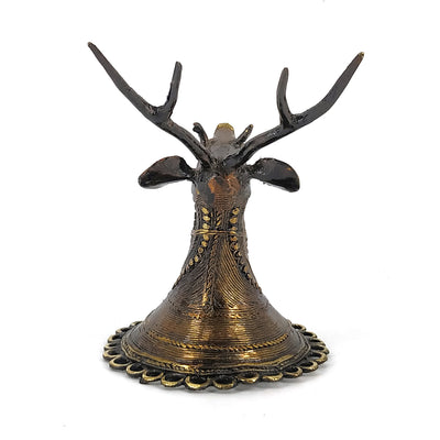 Round Brass Deer Head Wall Hanging (Bronze color, 7 inch)