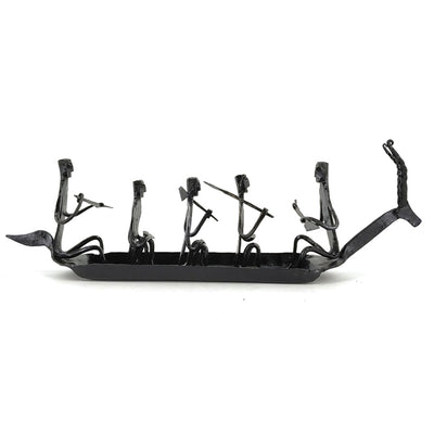 Handcrafted Iron Kerala Boat of Bastar Tribal Art (Black, 12 x 4 inch)