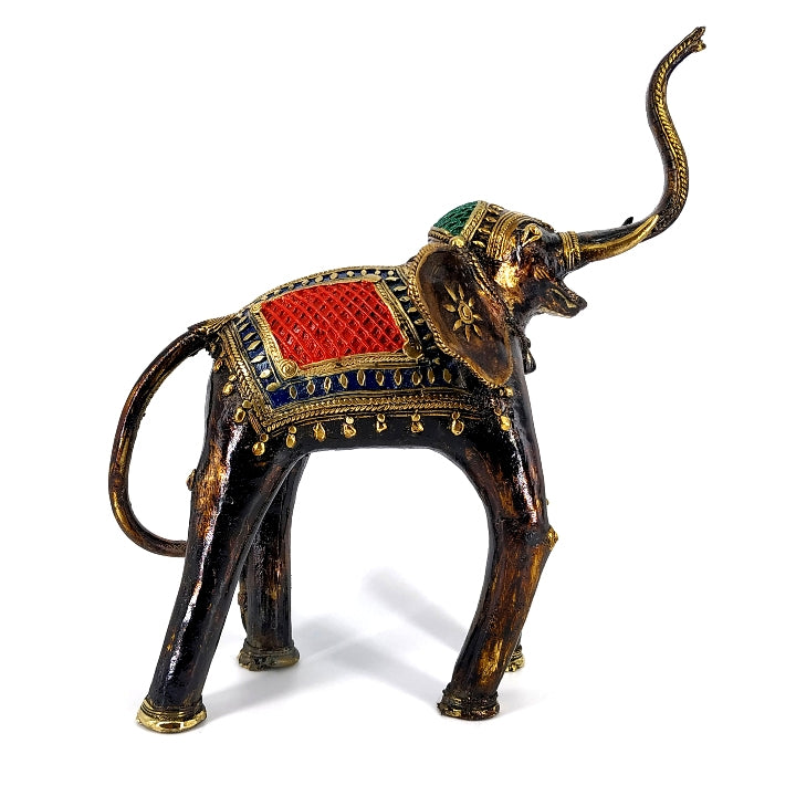 Singing Elephant Dhokra Art Figurine (Bronze color, 12 inch)