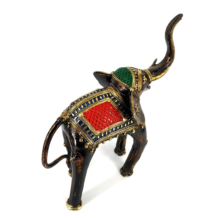 Singing Elephant Dhokra Art Figurine (Bronze color, 12 inch)
