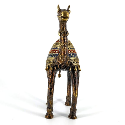 Dhokra Art Brass Adorned Camel Statue (Multicolor, 10 inch)