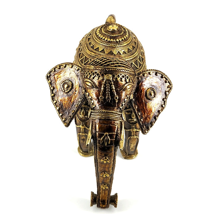 Curved Elephant Bell metal Art Figurine (Bronze color, 7.5 inch)