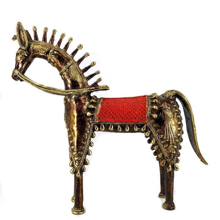 Handmade Brass Dhokra Ornamental Horse