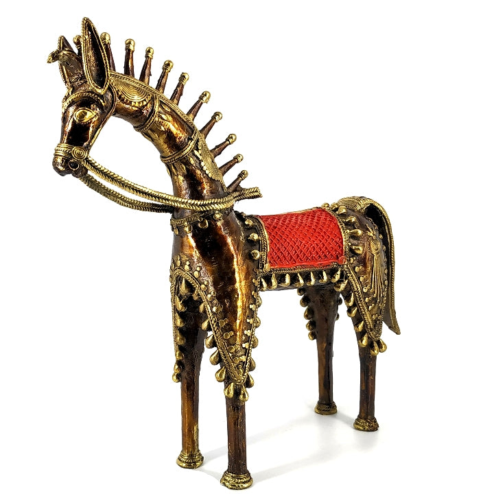 Handmade Brass Dhokra Process Ornamental Horse
