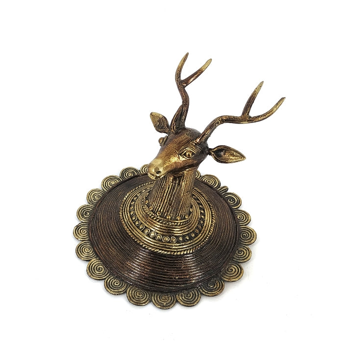 Brass Dual Tone Deer Head wall accent (Bronze color, 7.5 inch)