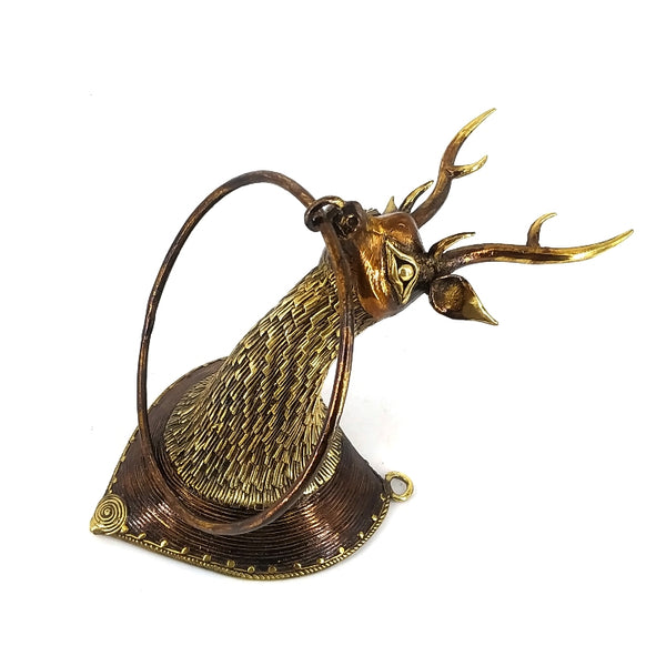 Dhokra Art Brass Deer Towel Ring Holder (Bronze color, 8.5 inch)