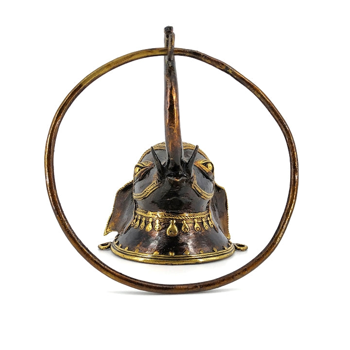 Dhokra Art Brass Elephant Head Towel Ring Wall Hanging (Bronze color)